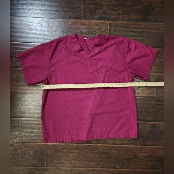 Healthcare Scrubs Red Wine Color Large Top Unisex Casual - Picture 4 of 6